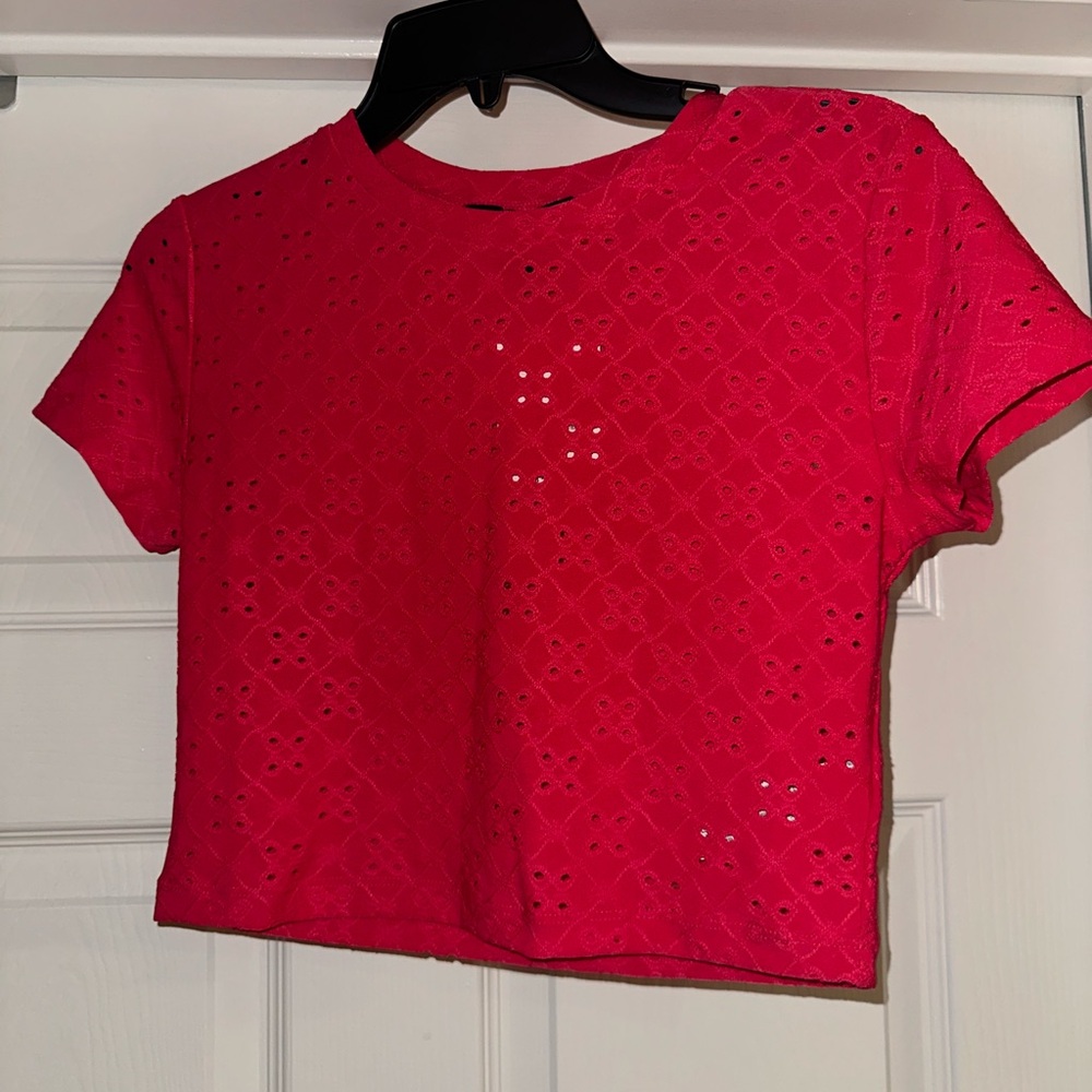 Hot pink Eyelet Women's Top